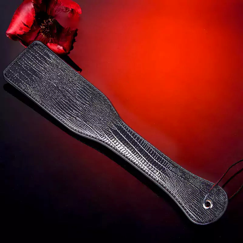 Black Leather Textured Spanking Paddle