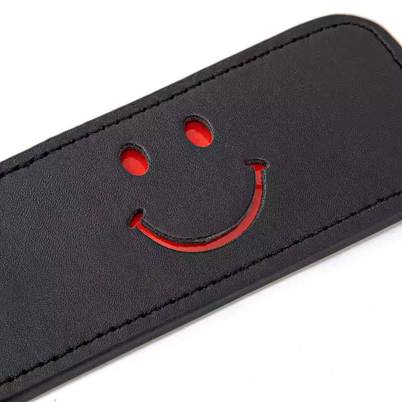 Black Smiley Leather Spanking Paddle