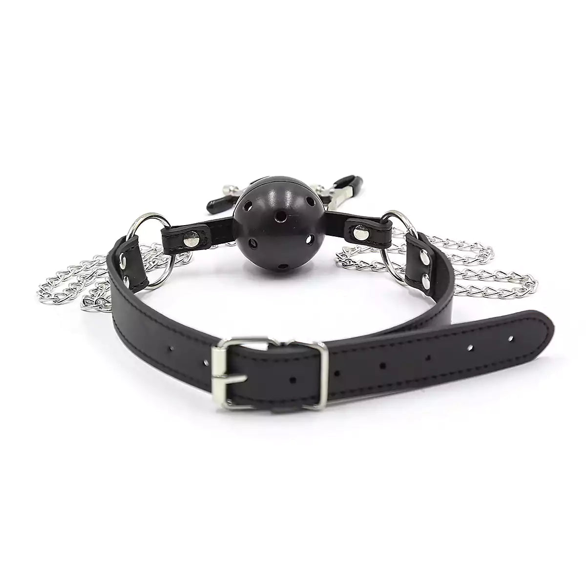 Dual-Function Ball Gag & Nipple Clamp