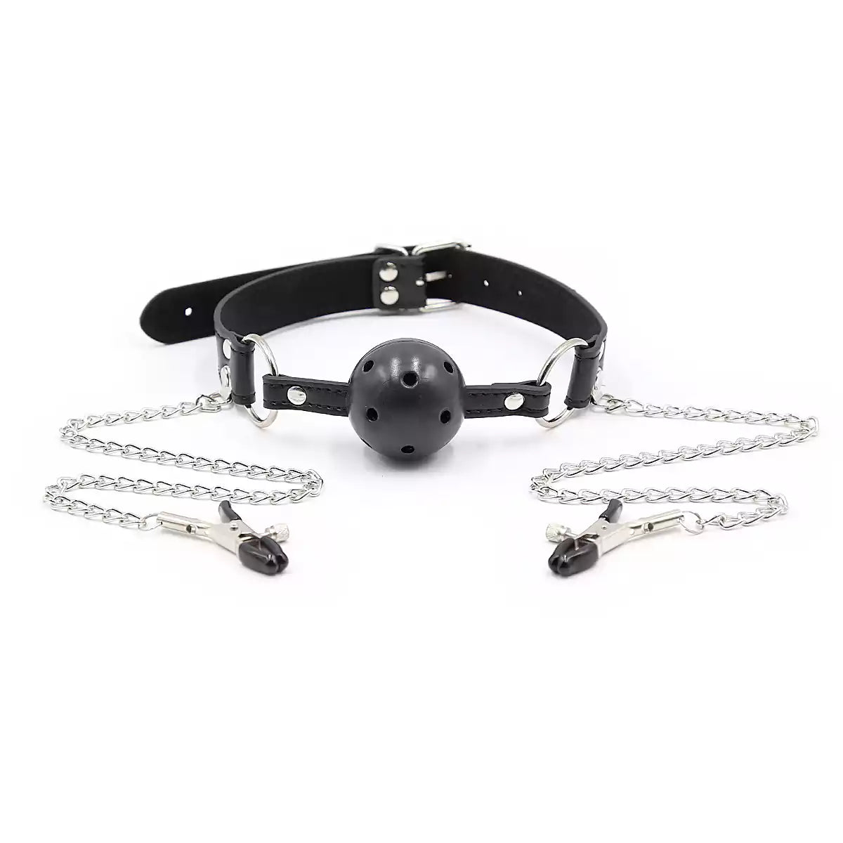 Dual-Function Ball Gag & Nipple Clamp