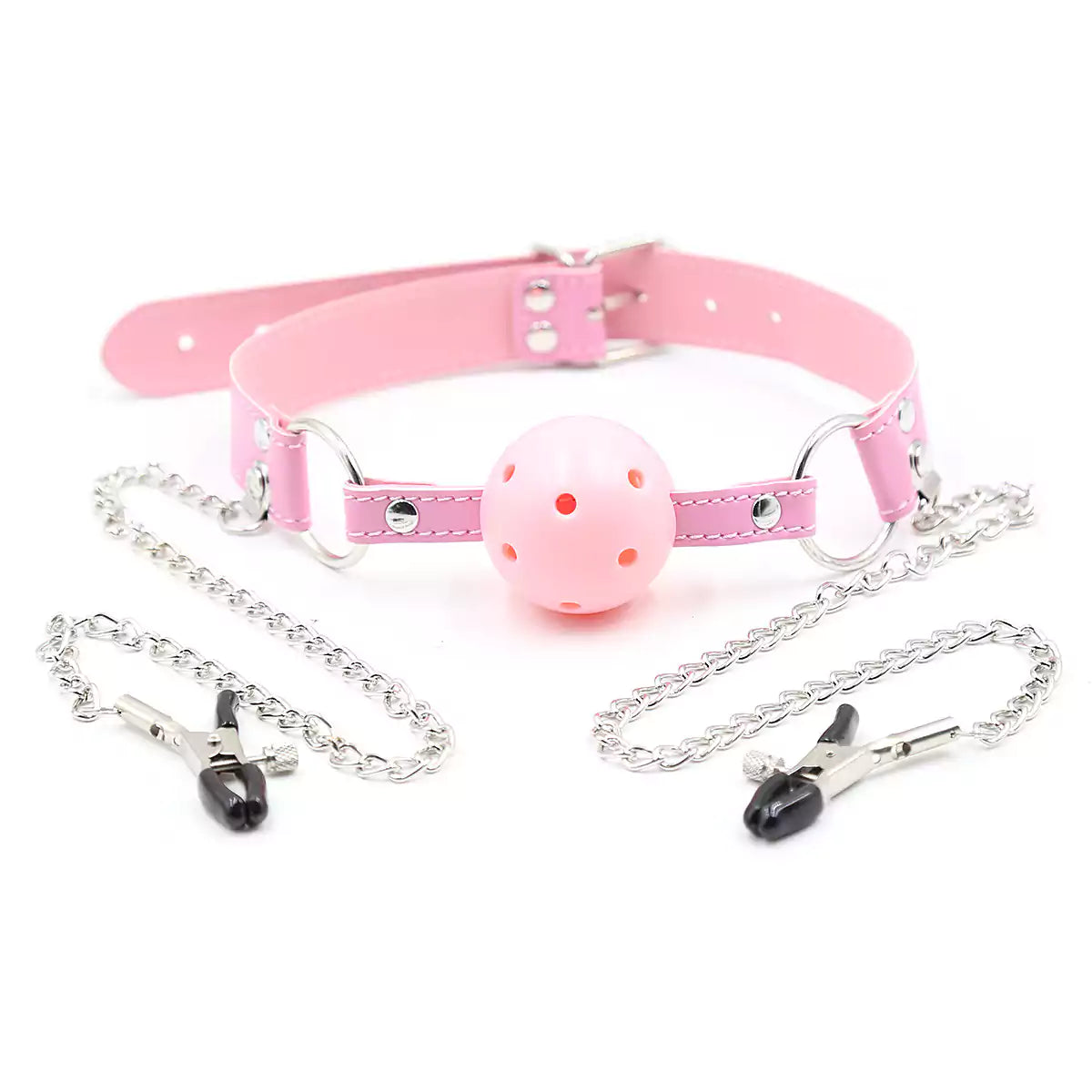 Dual-Function Ball Gag & Nipple Clamp