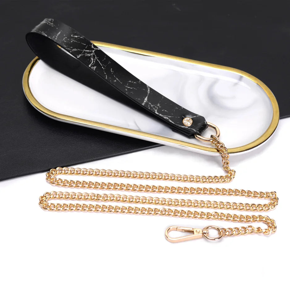 Marble Pattern Leather BDSM Collars