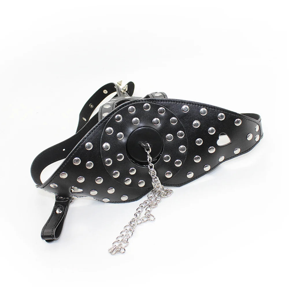 Punk Studded Full Restraint Plug BDSM Muzzle