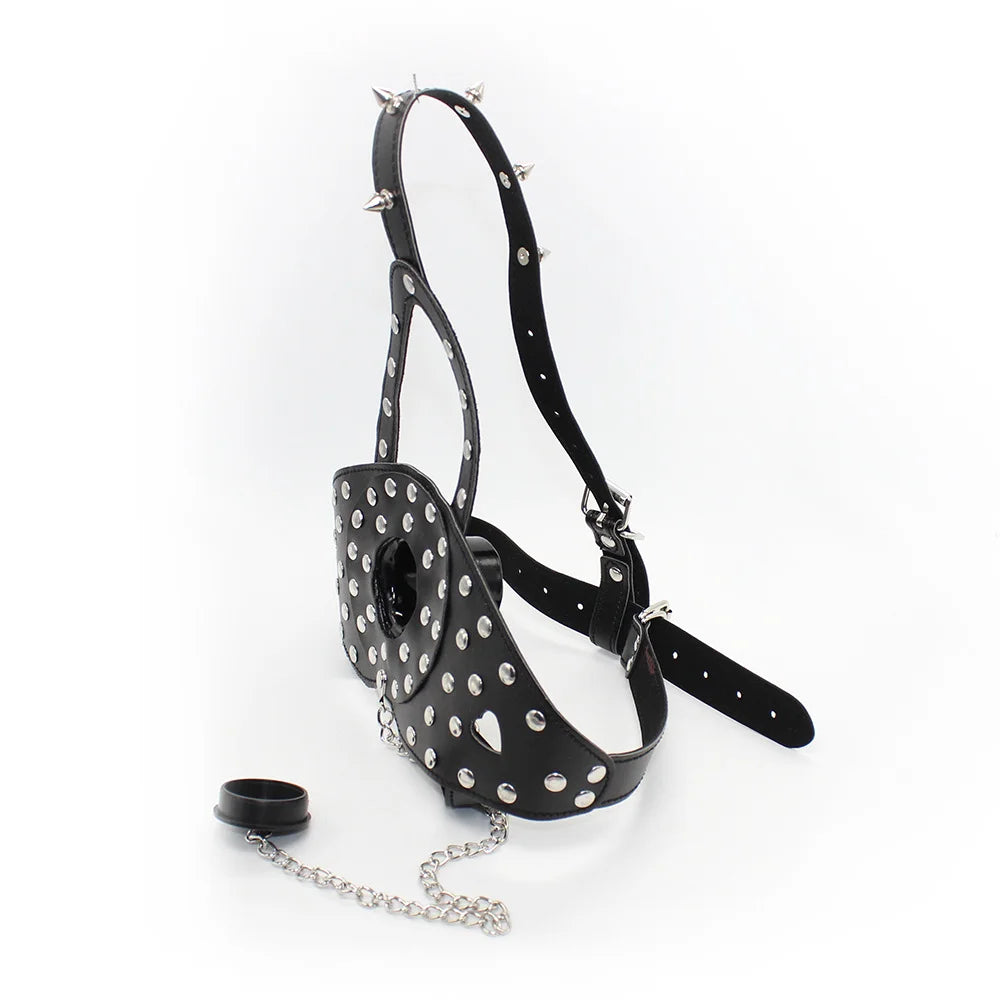 Punk Studded Full Restraint Plug BDSM Muzzle