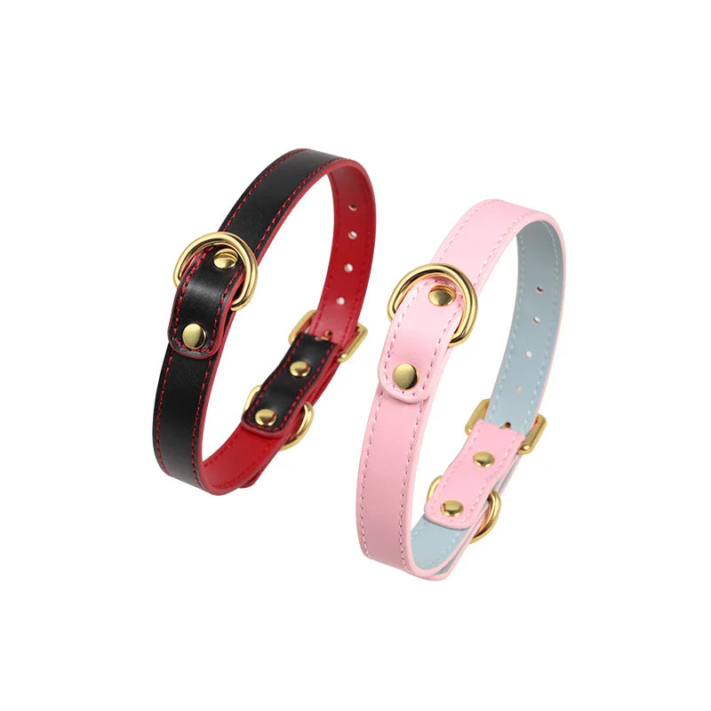 Simple Color Block Leather BDSM Collars