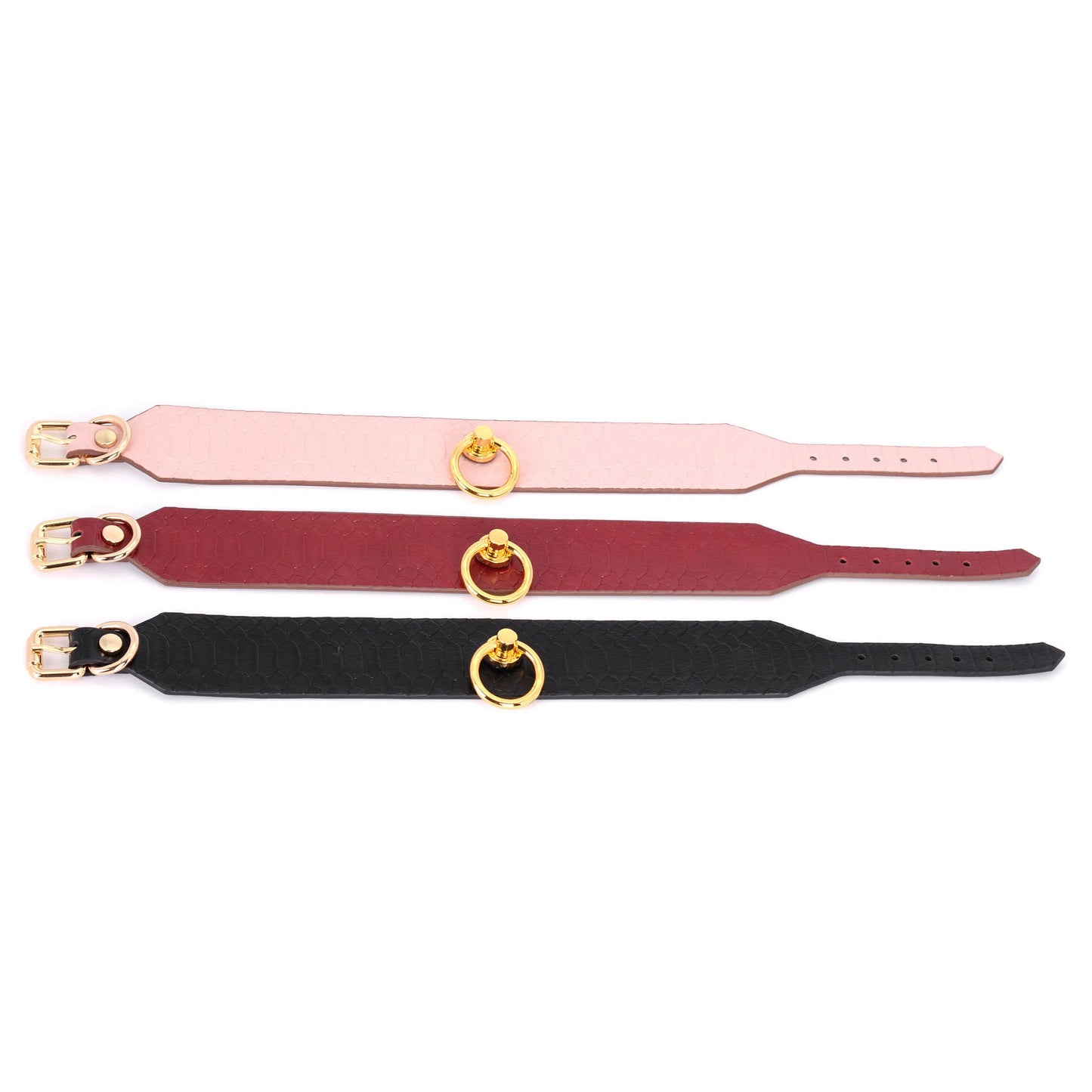 Snake Print Leather BDSM Collars