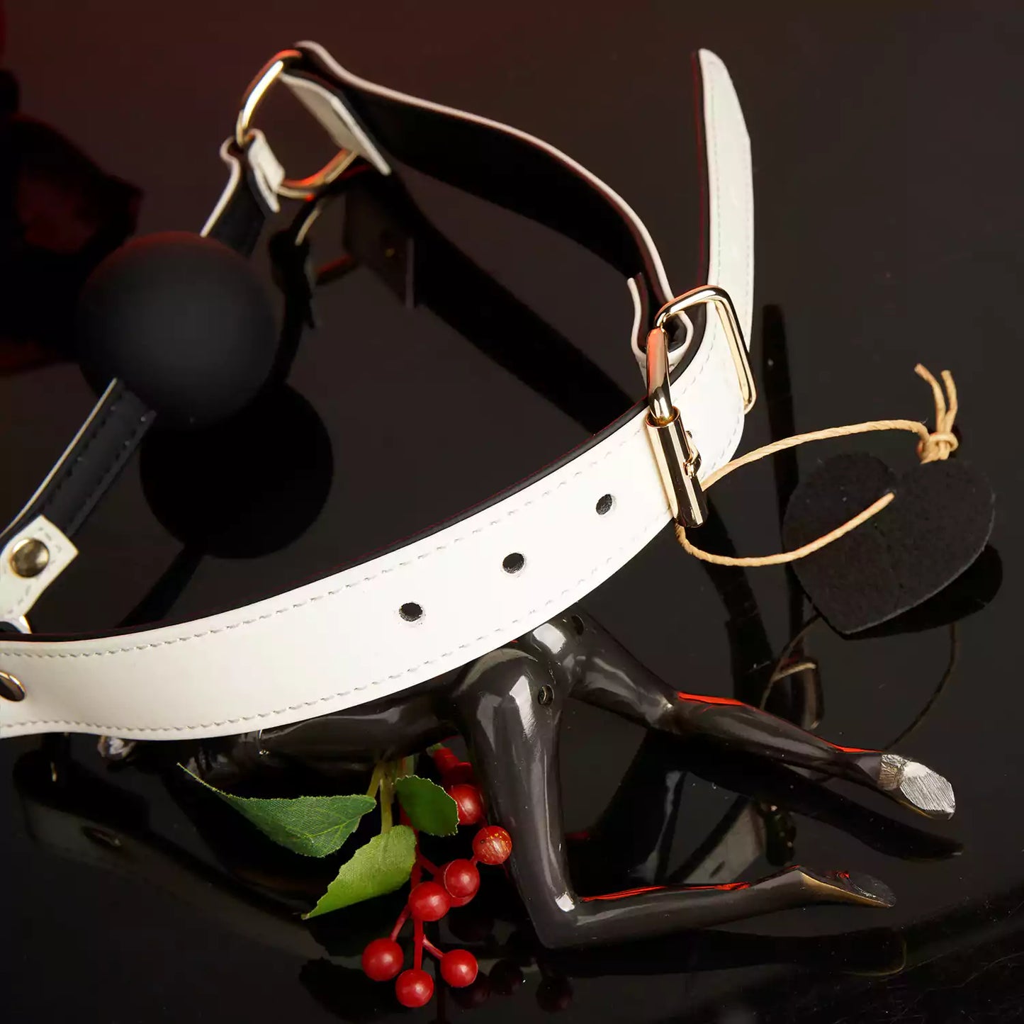 White Leather Silicone Ball Gag