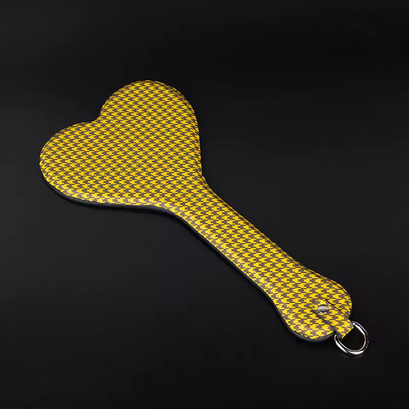 Yellow Checkered Leather Spanking Paddle