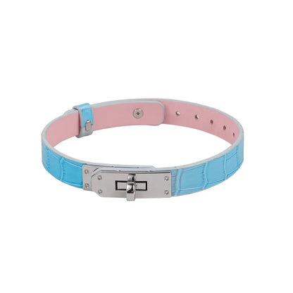 BDSM Collars Blue Pink Leather