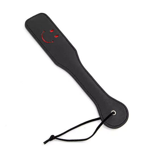 Black Smiley Leather Spanking Paddle