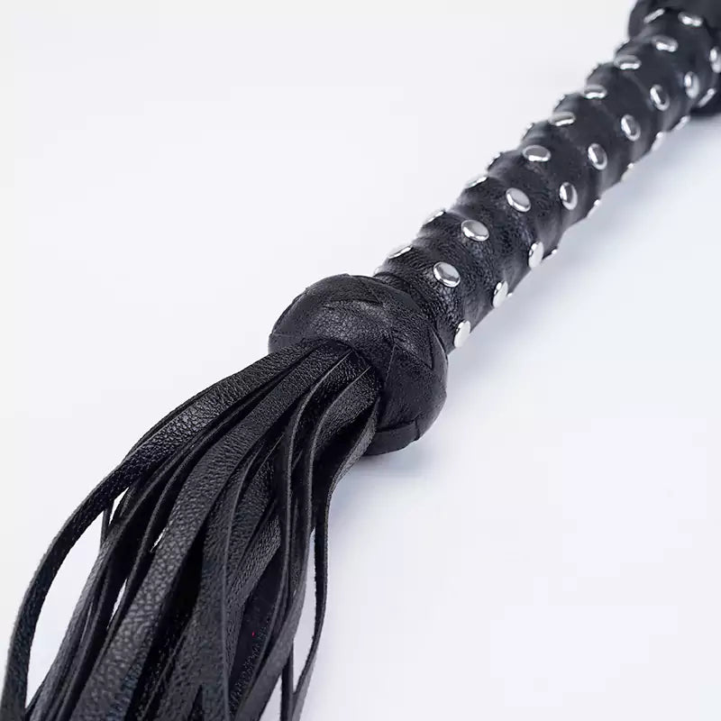 Black Studded Leather Flogger