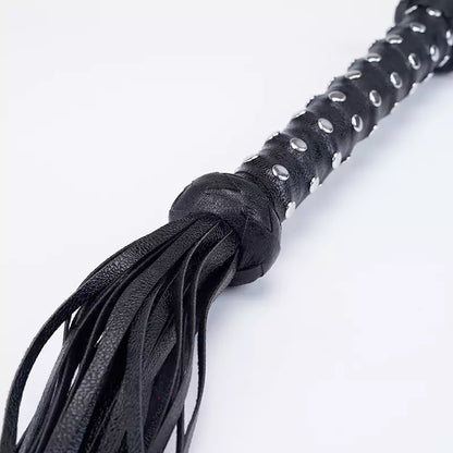 Black Studded Leather Flogger