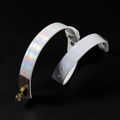White Iridescent Crocodile BDSM Collars