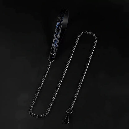 Black Crocodile Pattern Leather BDSM Collars