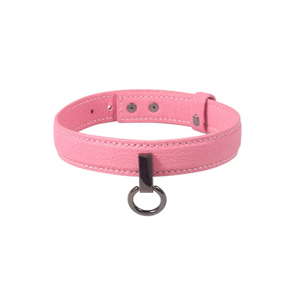 Pink Elegant Pendant Leather BDSM Collars