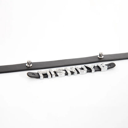 Leather Diamond Letter BDSM Collars