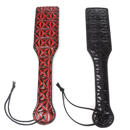 Diamond Pattern Leather Spanking Paddle