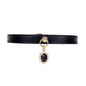 Elegant Gem Pendant Leather BDSM Collars
