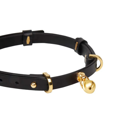 Leather Gold Bell BDSM Collars for Sensual Play