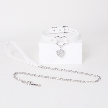 Heart Pendant Leather BDSM Collars