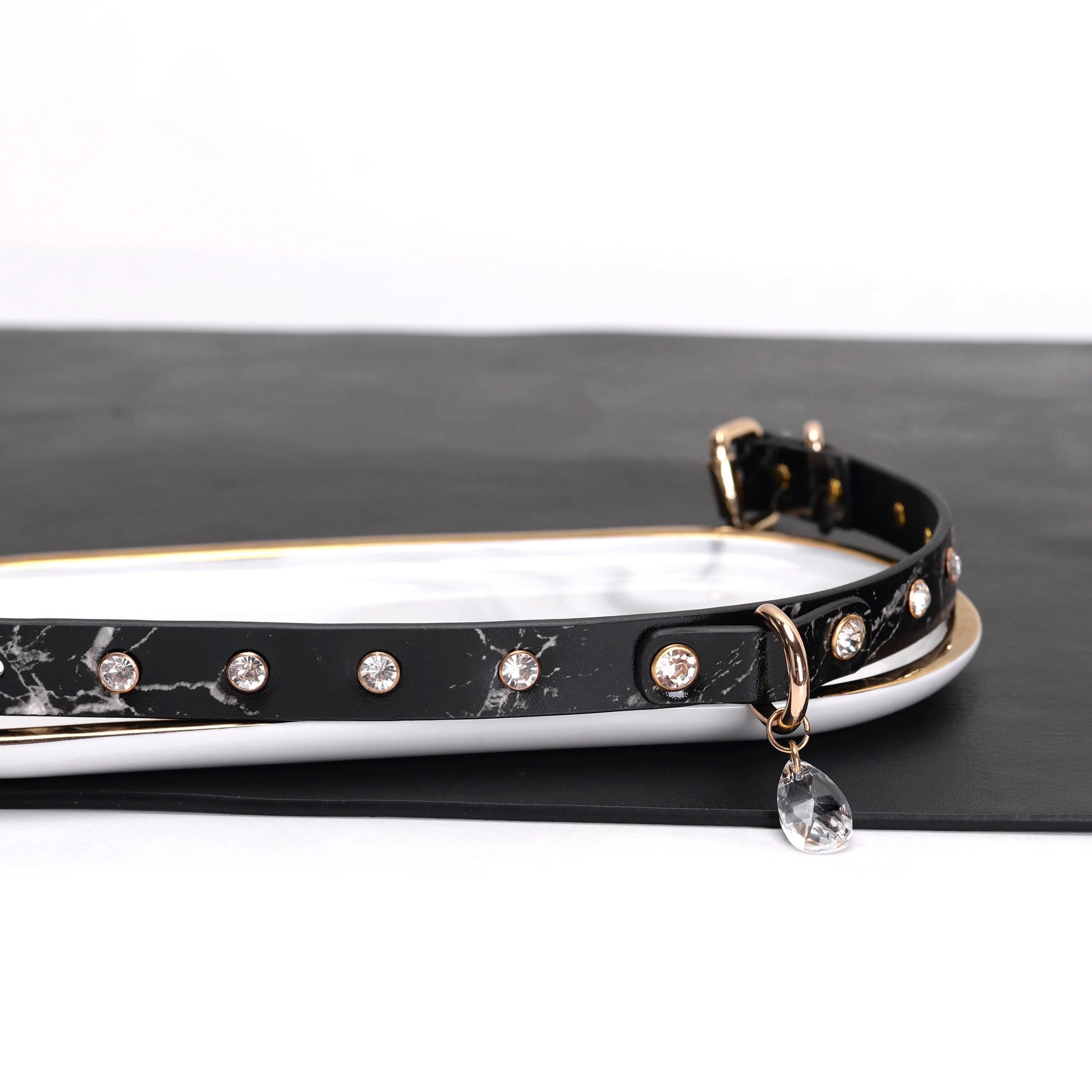 Marble Pattern Gem Inlaid BDSM Collars