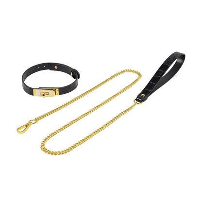 BDSM Collars with Gold Buckle