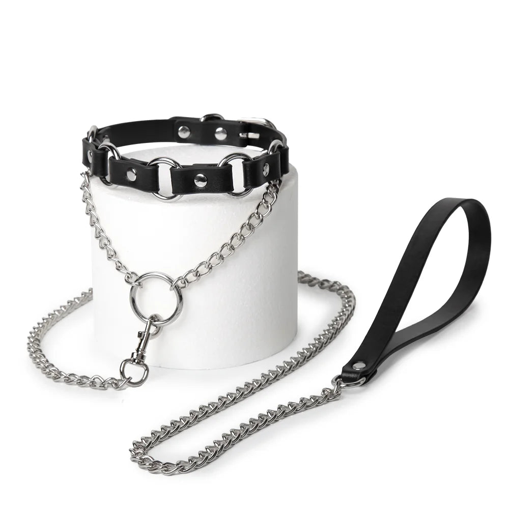 BDSM Collars with Punk Metal Ring