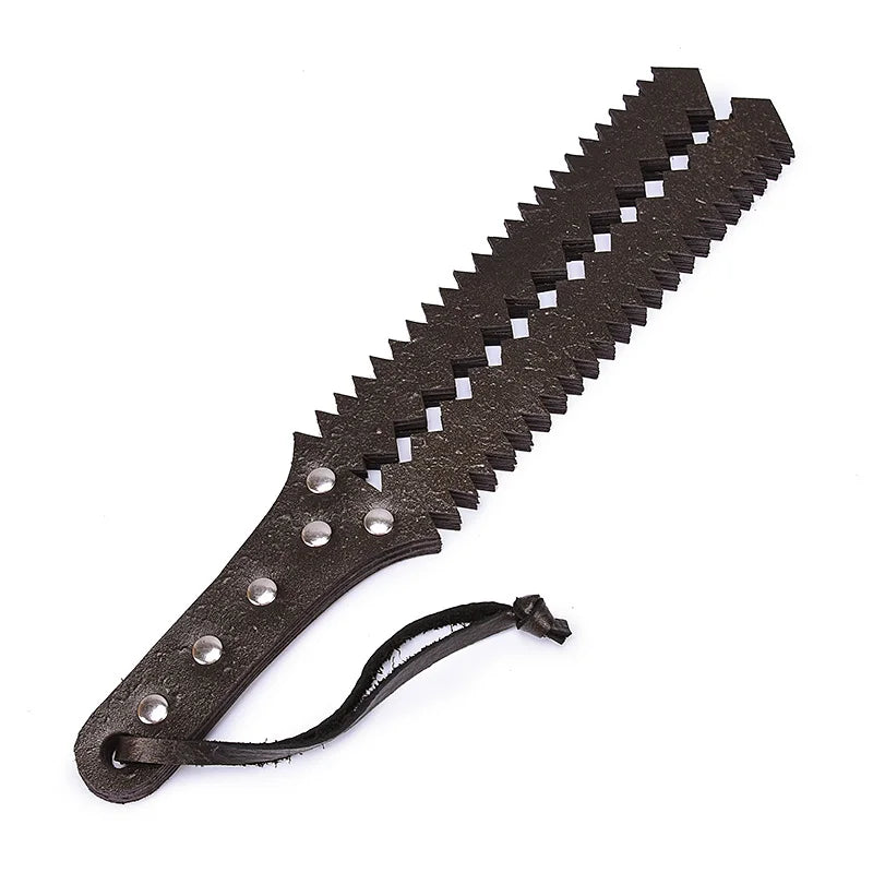 Leather Solid Wood Handle BDSM Floggers