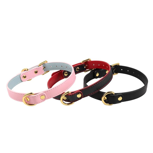 Simple Color Block Leather BDSM Collars
