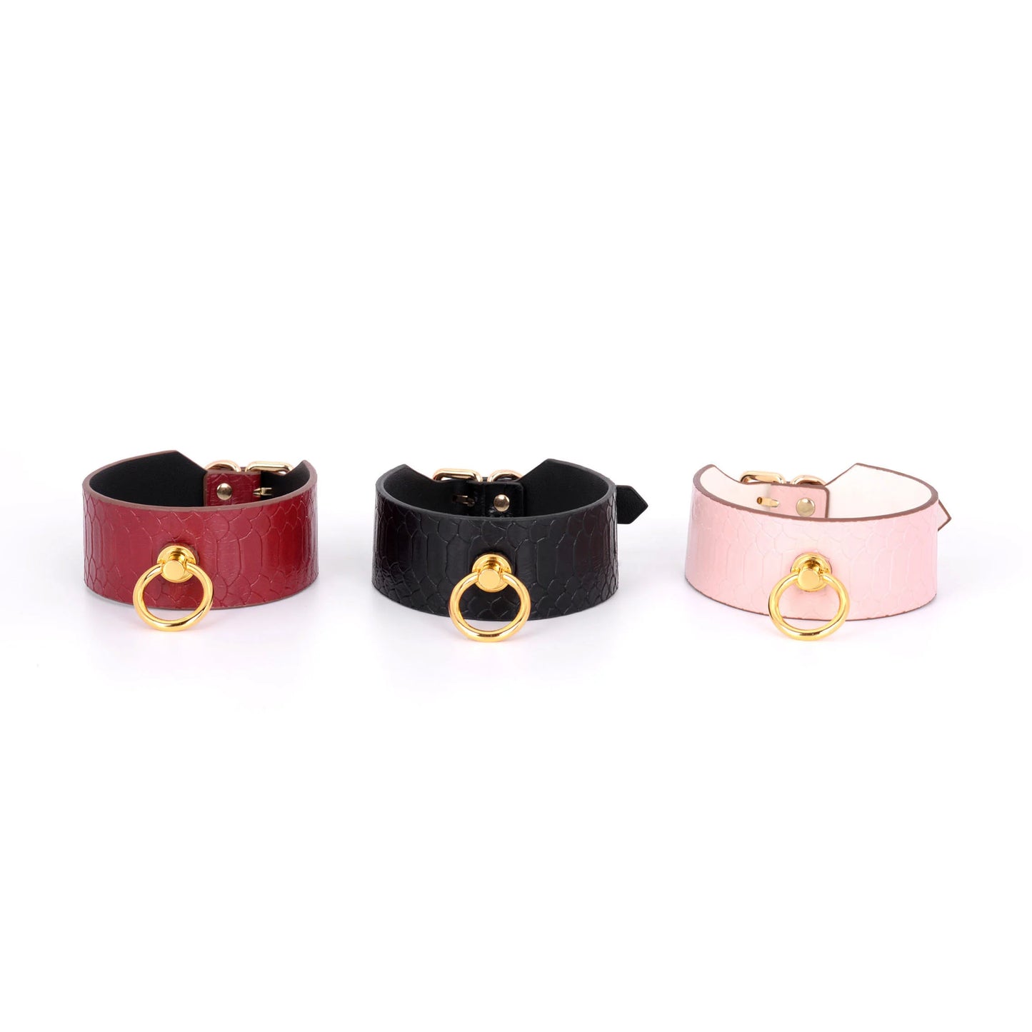 Snake Print Leather BDSM Collars