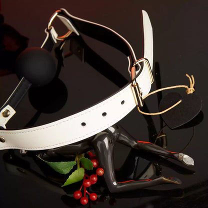 White Leather Silicone Ball Gag