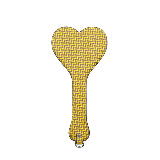Yellow Checkered Leather Spanking Paddle