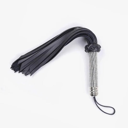 Rhinestone Handle Leather Flogger