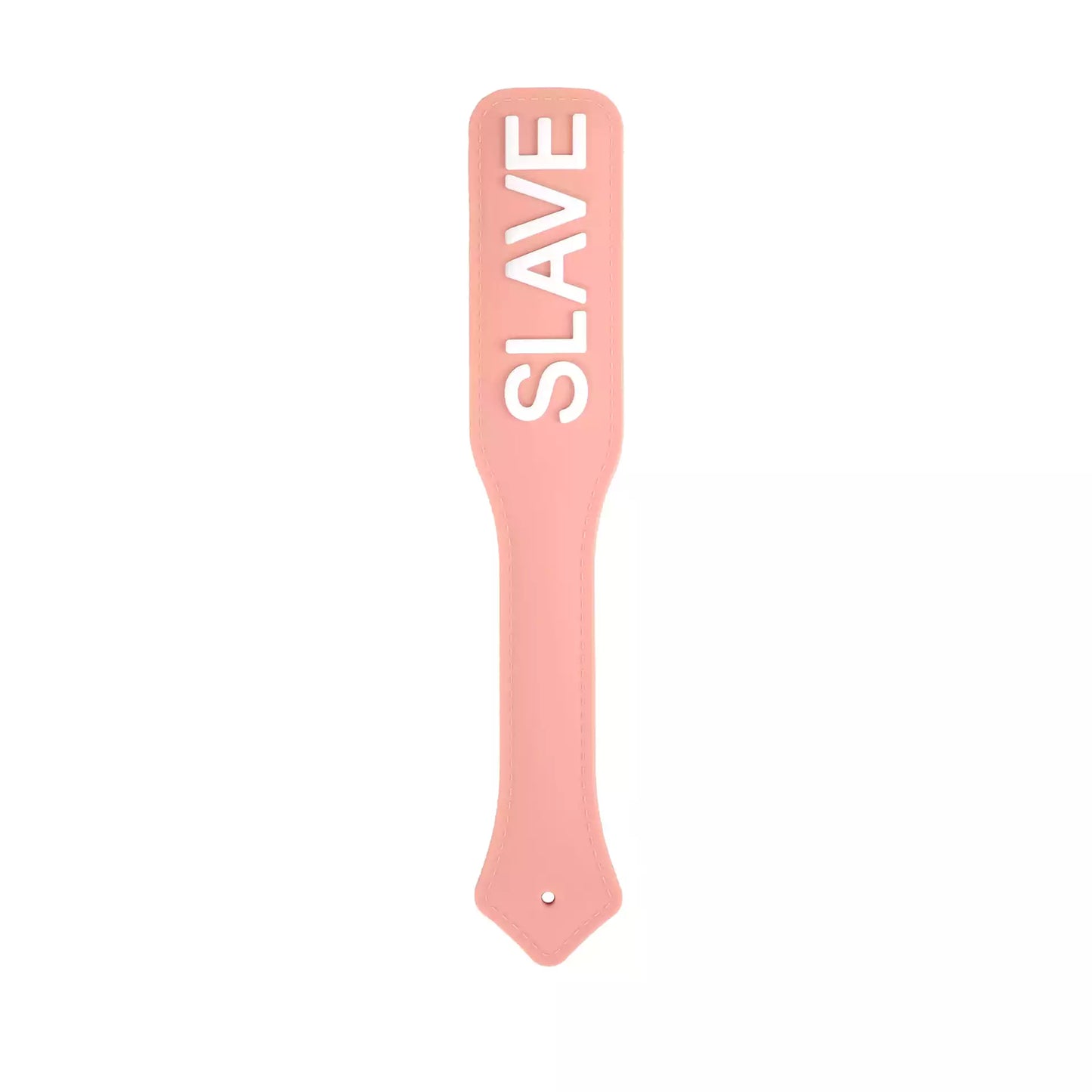 pink silicone paddle with SLAVE raised letters