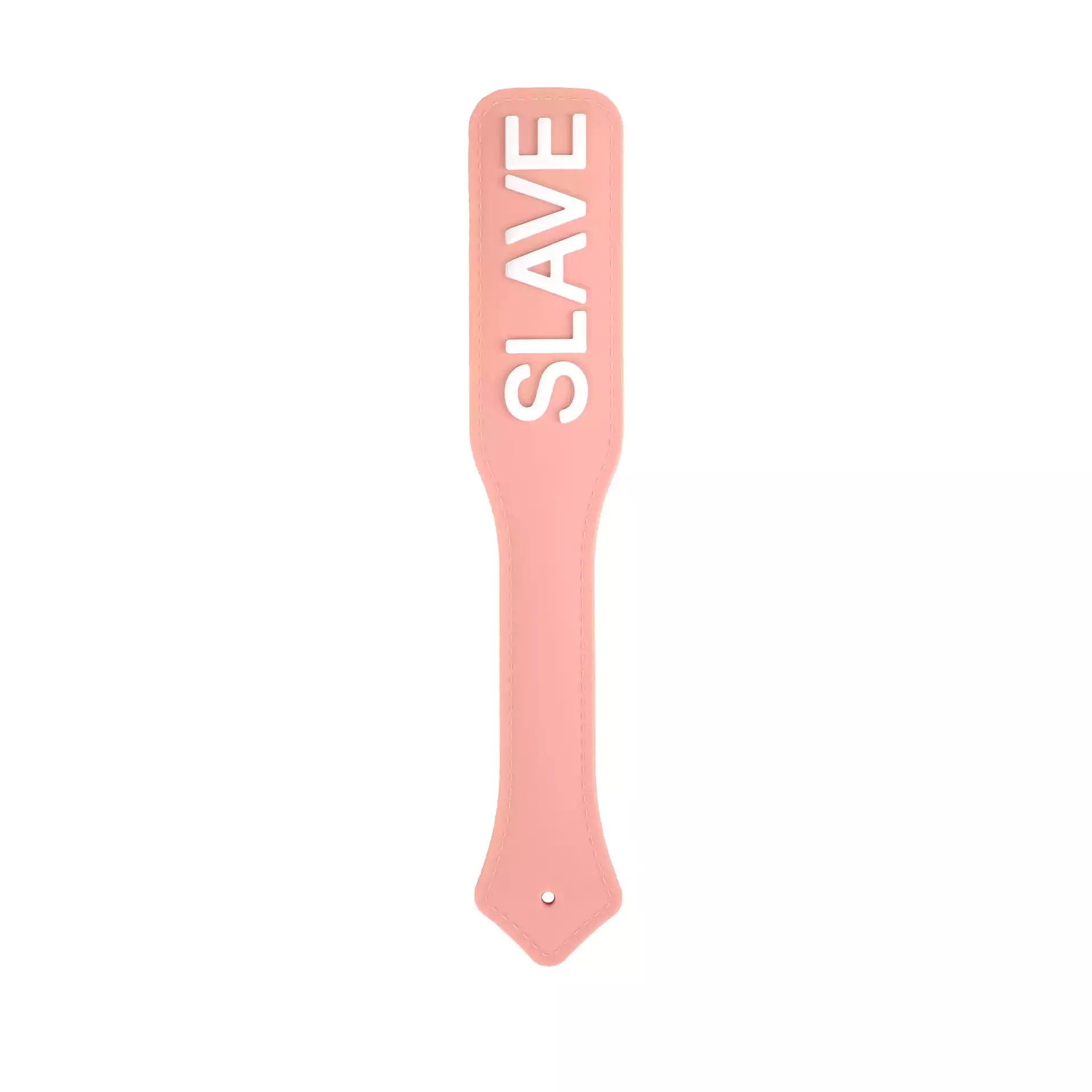pink silicone paddle with SLAVE raised letters