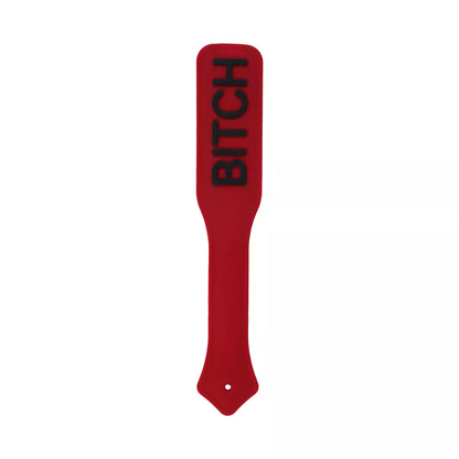 red silicone spanking board with BITCH lettering
