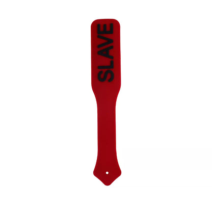 red silicone spanking board with SLAVE lettering