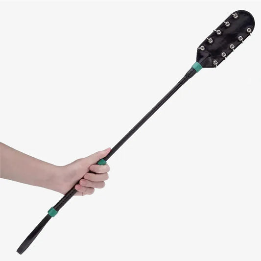 Black Leather Studded Riding Crop