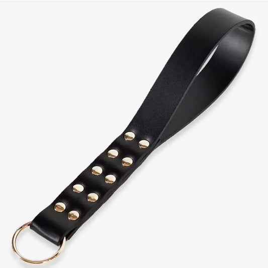 Black Leather Studded Spanking Paddle