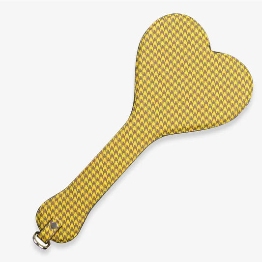 Yellow Checkered Leather Spanking Paddle
