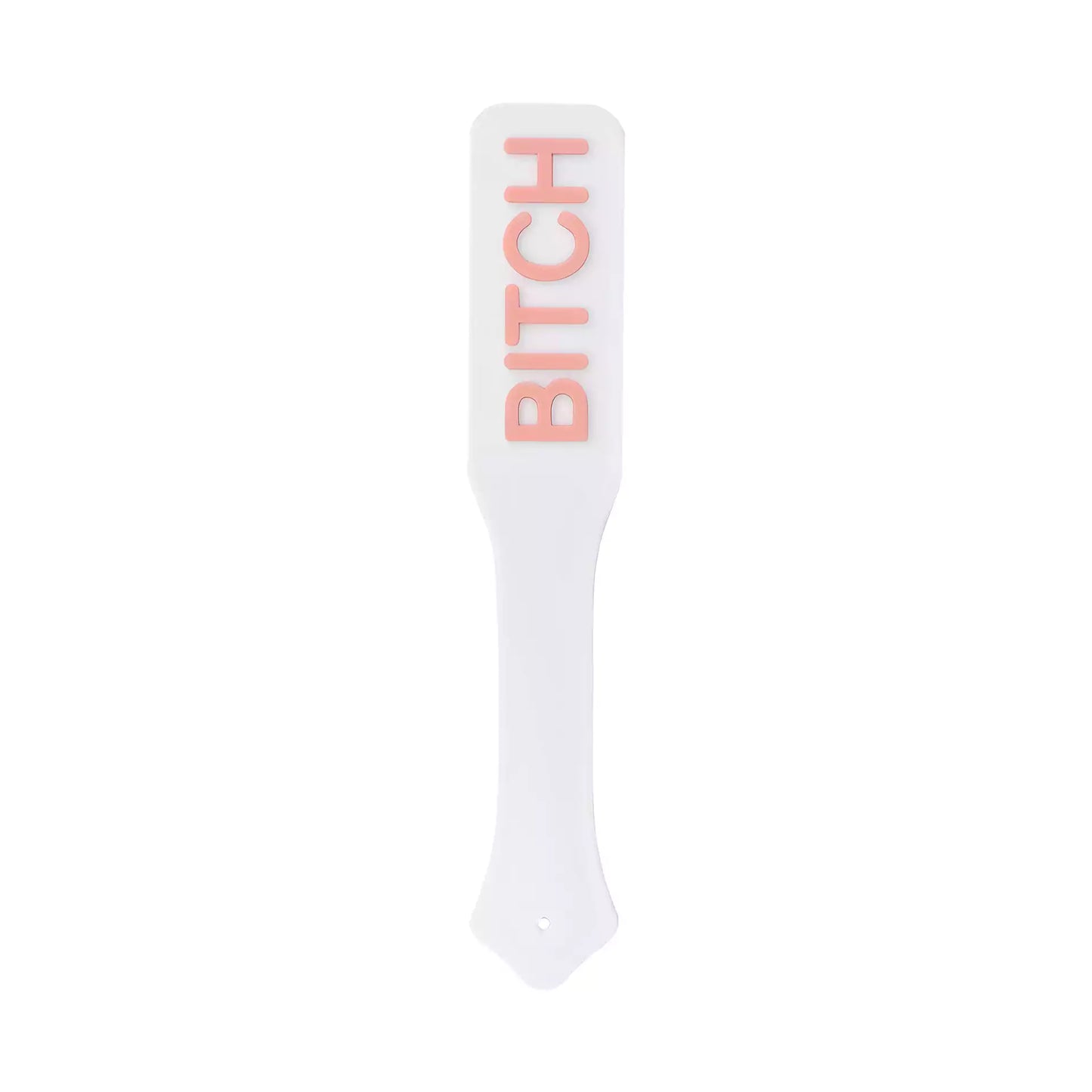 white silicone paddle with BITCH lettering