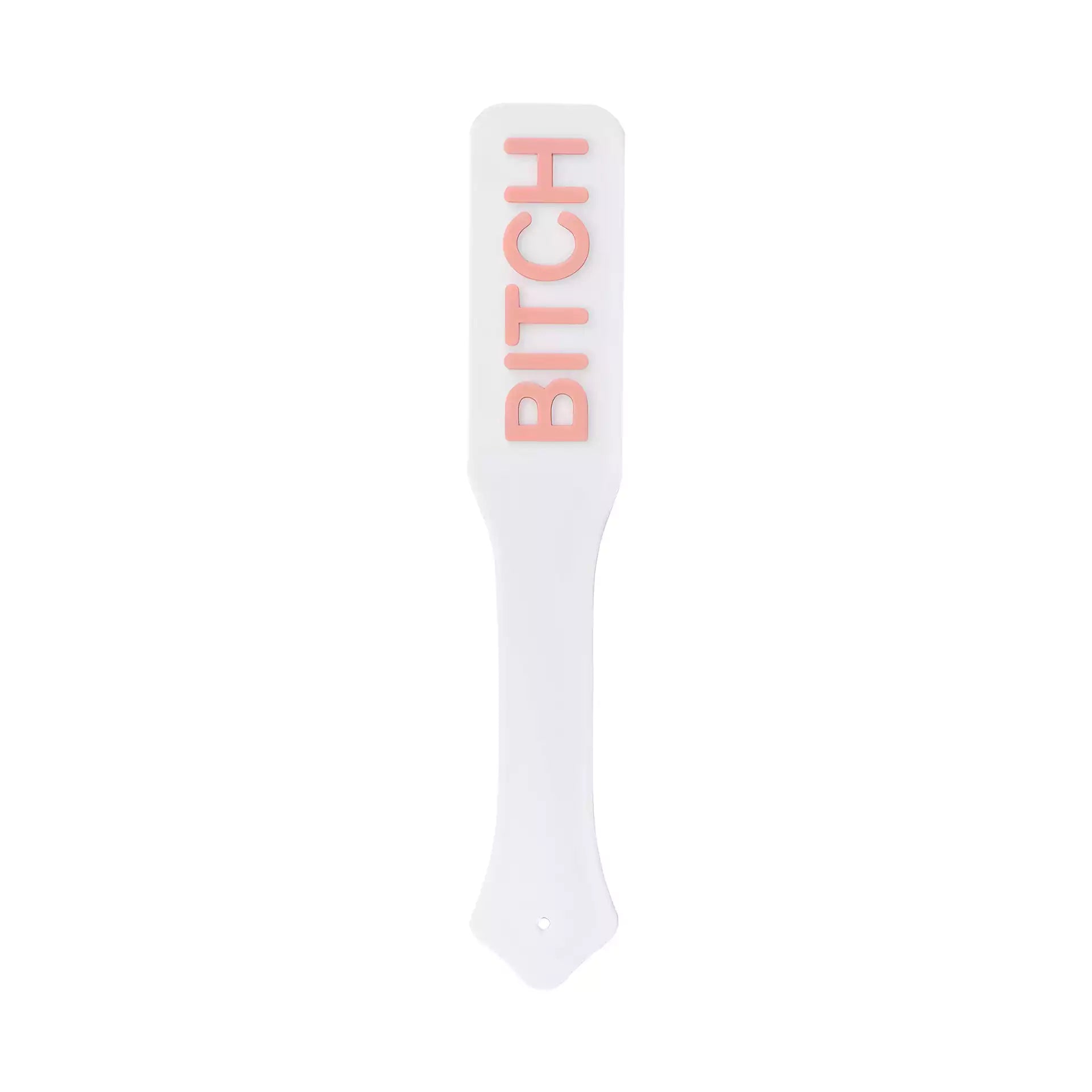 white silicone paddle with BITCH lettering