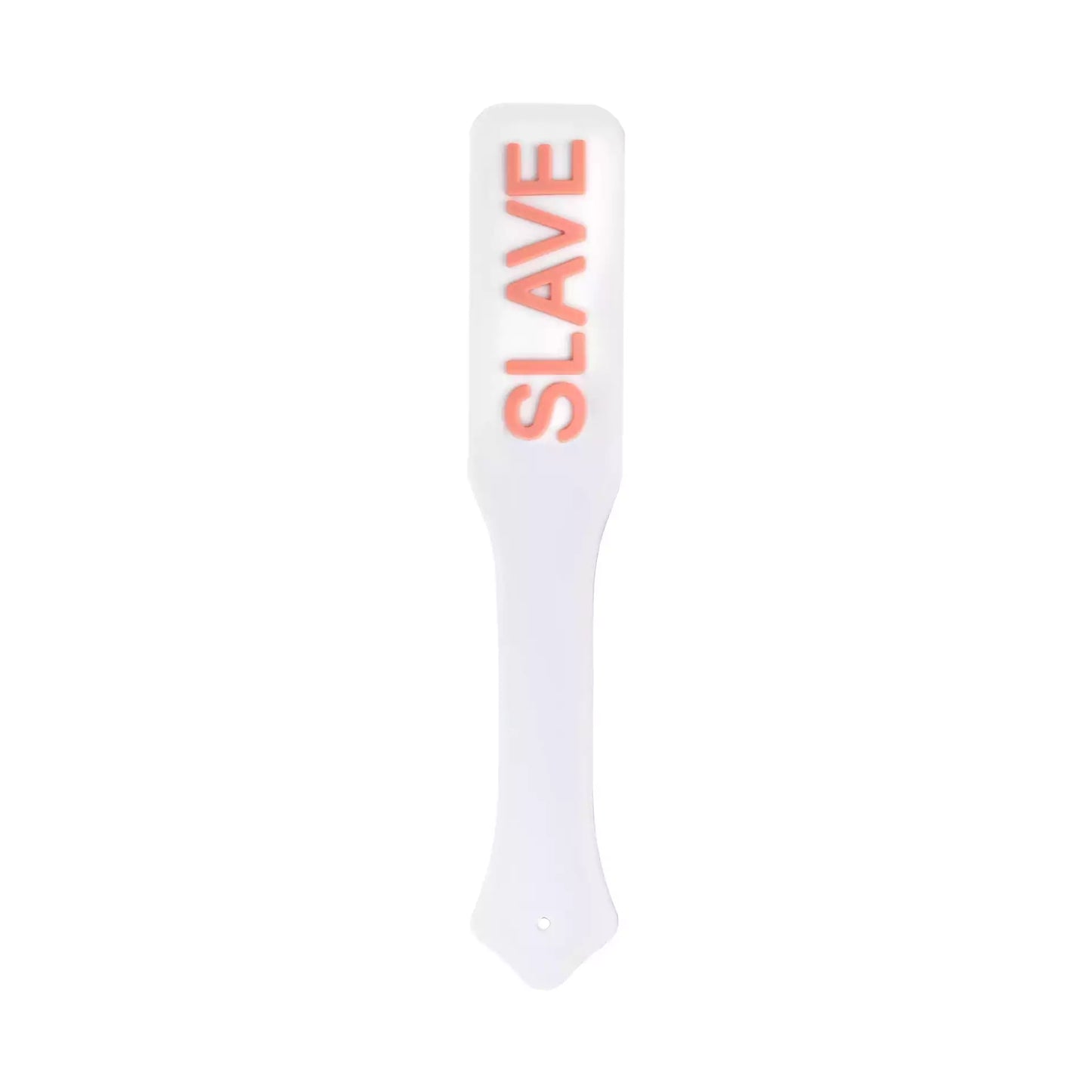 white silicone paddle with SLAVE lettering
